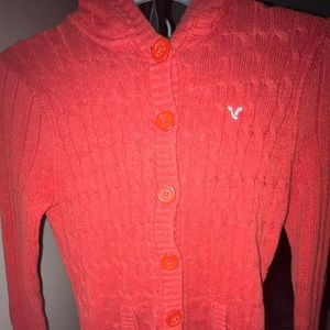 Coral Orange American Eagle Hooded Cardigan <3